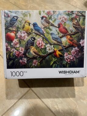 New WISHDIAM 1000pc Bird & Blossoms Puzzle